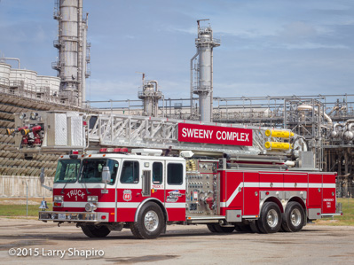 Refinery fire truck Sweeney Complex E-ONE tower ladder Larry Shapiro photographer shapirophotography.net